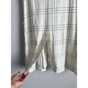 Maeve Anthropologie Long Linen Plaid Duster Vest Ivory Windowpane Academia‎ Sz 4 thumbnail 10