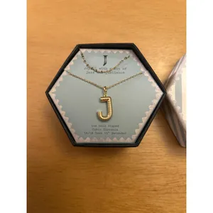 New Women’s or Girls Gold Dipped Cubic Zirconia “J”Charm Necklace 16-18” +3” ext thumbnail 2