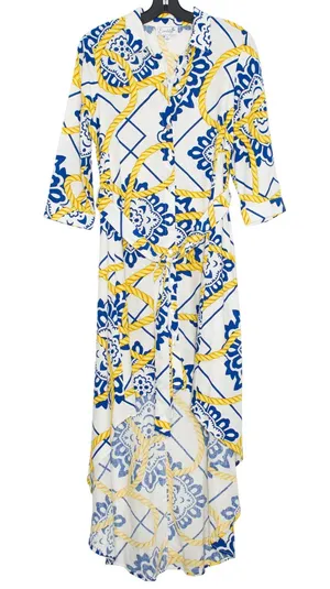 NWT Everlily Shirt Dress Button Up S Linen Blend Nautical Coastal Beach High Low thumbnail 1