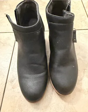 Dr. Scholl's Black Leather Ankle Booties with Side Zip thumbnail 1