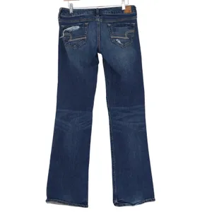 American Eagle Outfitters Jeans Womens 4L Blue Stretch Distressed Straight Leg thumbnail 5