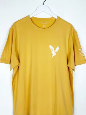 American Eagle Cotton Super Soft Mustard Colored Tee Shirt Size L Large NEW thumbnail 3