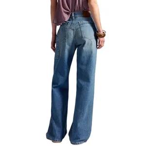 Free People Women's Tinsley Baggy High‎ Rise Jeans Hazey Blue Denim Size 31 Boho thumbnail 2