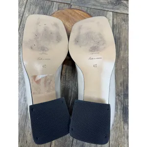 North Italy Cream Leather Kiltie Loafers Square Toe Block Heel Pumps Size 40 thumbnail 7