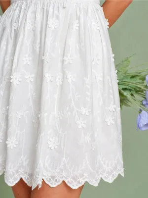 Rihoas White Floral Embroidery Slip Mini Dress thumbnail 3
