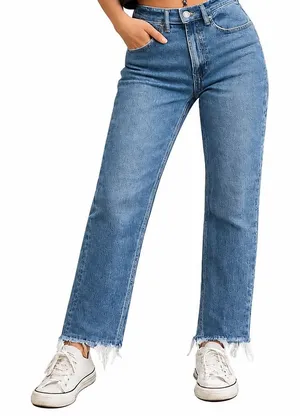 Abercrombie & Fitch Curve Love High Rise 90s Relaxed Jeans 24 Short Frayed Hem thumbnail 1