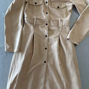 Women's Tan Long Sleeve Fitted Shirt Dress Size Small #260666 thumbnail 3
