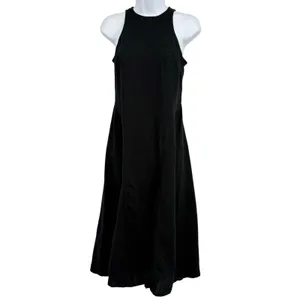 Future Collective‎ Midi Dress Women 4 Black Linen Blend Halter Neck Racerback thumbnail 3