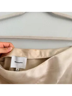 Reformation Carolina Mini Skirt in Almond thumbnail 2