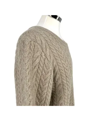 & Other Stories Cable Knit Wool Alpaca Sweater Beige Size Large Quiet Luxury thumbnail 4