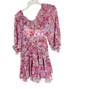 NWT For Love and Lemons Sofia Mini Dress Pink Floral Size XS thumbnail 7