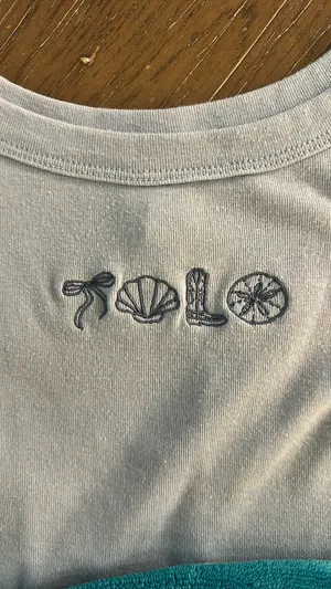 Beach Embroidered Tank Top Blue thumbnail 4