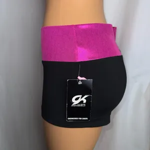 Pink and black glitter athletic cheer shorts thumbnail 3
