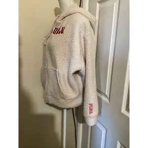 PINK Victoria's Secret UNLV Rebels Sherpa Fleece Full Zip Hoodie Cream Womens S thumbnail 3