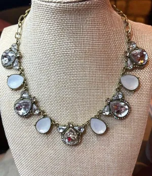 Vintage Style Clear Crystal Bee Teardrop Statement Necklace 18" thumbnail 1