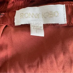 Ronny Kobo Orielle Rust Orange Silk Blend Jacquard Ruched Halter Mini Dress L thumbnail 10