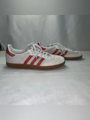 Adidas Originals Men's Samba OG Crystal White Preloved Red Mens 6.5 Womens 7.5 thumbnail 3