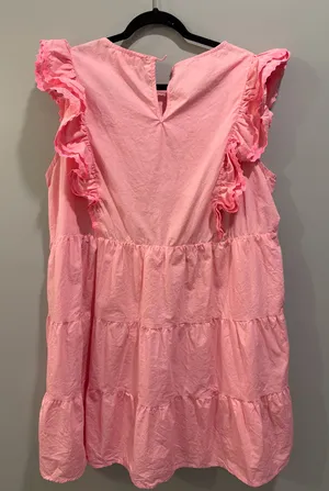 Fantastic Fawn Ruffle Detail Ric Rac Trim Tiered Dress Pink thumbnail 2
