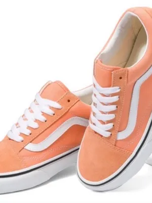 Vans Off The Walls Orange & White Low Top Old Skool Sneakers Size 7 NWOT thumbnail 1