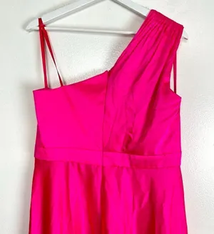 MAC DUGGAL One-Shoulder High-Low Satin Gown in Hot Pink Size Large thumbnail 6