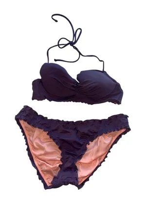 Victoria's Secret Dark Purple Bandeau Bikini with Lined Bottoms thumbnail 1