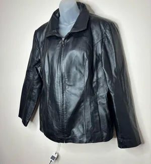 East 5th Genuine Leather Y2K Vintage Black Zip Up Jacket Coat size XL thumbnail 2