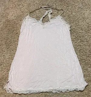 Elegant Cream Lace Trim Nightgown thumbnail 1
