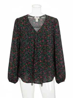 Cupcakes and‎ Cashmere Floral Blouse Womens XL Long Sleeve Keyhole Career thumbnail 1