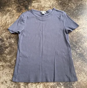 H&M Dark Grey Ribbed Cotton Tee  thumbnail 1
