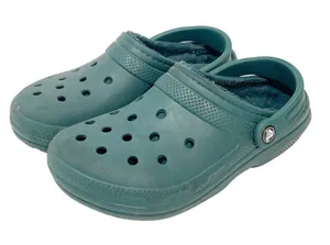 Crocs‎ Size 7 Classic Faux Fur Lined Clogs Slip-On Green thumbnail 1
