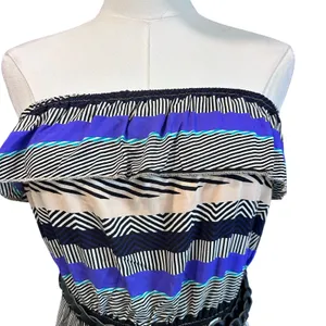 TRIXXI Maxi Dress Large w/ Belt Tube Top Y2K Artsy Patchwork Ruffle Blouson thumbnail 3