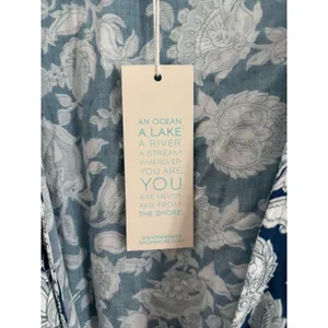 NWT Shore Womens M Blue White Paisley‎ Romper Tie Ruffle Beachy Resort Travel thumbnail 5