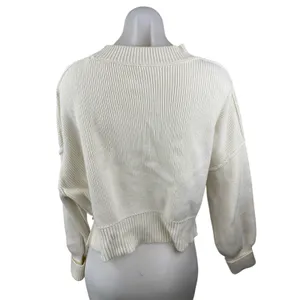 Free People Easy Street White Mock Neck Long Sleeve Crop Pullover Sweater Top XS thumbnail 2