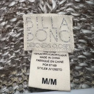 Billabong Designers Closet Open Cardigan Size Medium‎ Tan Cream Metallic Knit thumbnail 6