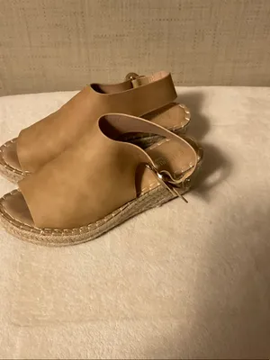 Catherine Malandrino Tan Leather Espadrille Platform Slingback Sandals thumbnail 5