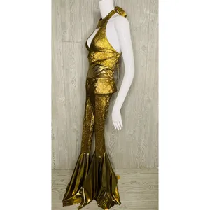Costume culture Franco disco 70s diva Halloween costume cosplay gold jumpsuit sm thumbnail 8