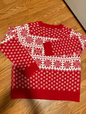 SheIn Red Snowflake Christmas Holiday Sweater thumbnail 2