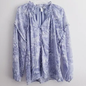 Joie Floral Button Down Long Sleeve Ruffle Blouse thumbnail 1