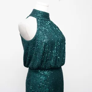 Eliza J Sequin Emerald Mock Neck Cocktail Dress‎ thumbnail 9