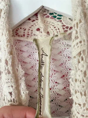 Aratta Silent Journey Shawl Thermal Lace Crochet Open Waterfall Cardigan Small thumbnail 3