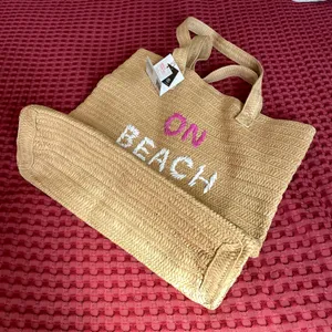 LS Live In Style On Beach Time Straw Tote Bag NWT Tan thumbnail 7
