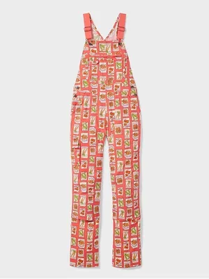 DULUTH TRADING Heirloom Gardening Bib Overalls Coral Seed Packets Size 3X Veggie thumbnail 2