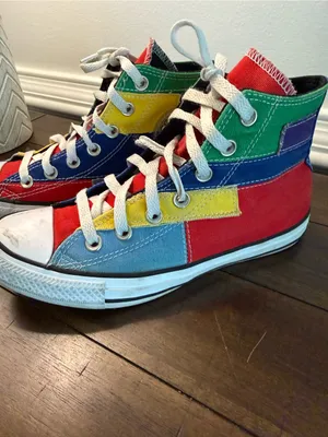 converse all star high top Women 7 Mens 5 Multi-Color Patch Work Color Block thumbnail 11