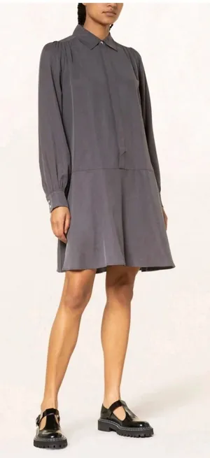 SAMSOE SAMSOE‎ Women Lizzy Shirt Dress Small Gray Drop Waist Long Puff Sleeve thumbnail 1