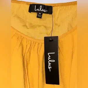 Lulus Mustard Yellow 100% Cotton Flowy/Gauzy Lightweight Mini Dress - Size M NWT thumbnail 3