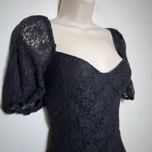 H&M Women Whimsigoth Vamp Babydoll Dress Small Black Lace Square‎ Neck Midi Slit thumbnail 12