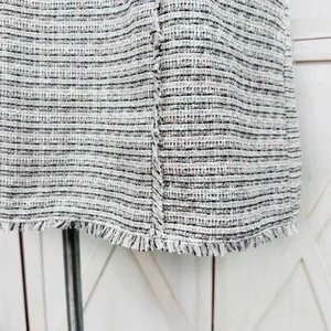 Eliza J Spring Tweed Fringe Hem Fit‎ Flare Dress White Pink Black Size 12 thumbnail 8