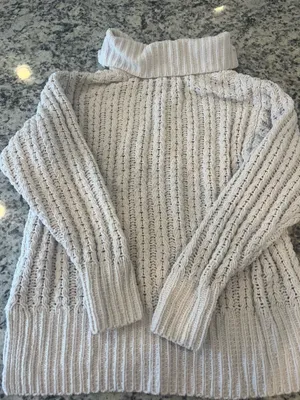 Aerie Cable Knit Sweater Cream XS thumbnail 3