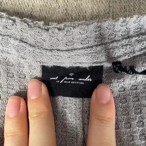 Out From Under Urban Outfitters Waffle Knit Button Front Tie Top Grey Small thumbnail 2