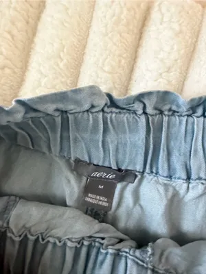 aerie Light Blue High-Waist Drawstring Shorts thumbnail 4